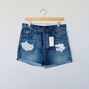 Scotch & Soda Women High Rise Denim Mom Shorts 31 Blue Casual Summer Boho Luxury